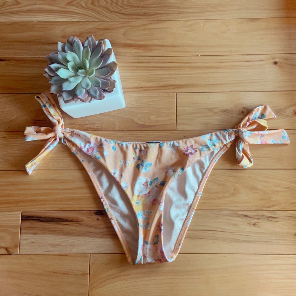 Peach Floral Bikini Bottoms
